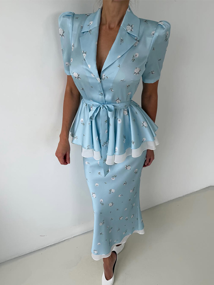 Ensemble Blazer et Jupe Floral - Romper Floral Print avis et prix