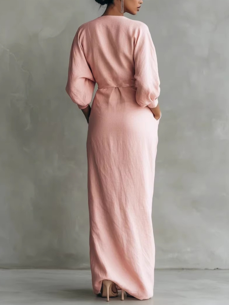 Robe longue en lin mélangé pou - Linen Dress Wrap avis et prix